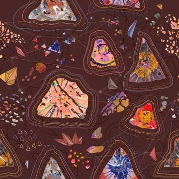 Seamless pattern with colorful creative gem stone cuts Stock Illustration