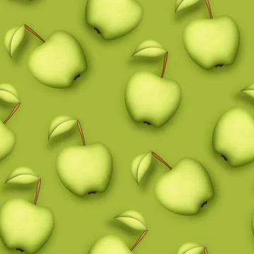 Seamless Pattern with Colorful Cute Apple in Modern Plastic Style Stock Illustration