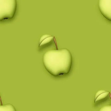 Seamless Pattern with Colorful Cute Apple in Modern Plastic Style Stock Illustration