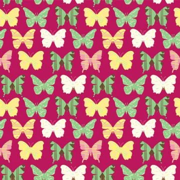 Seamless pattern with Colorful cute butterflies Stock Illustration