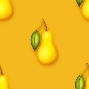 Seamless Pattern with Colorful Cute Pear in Modern Plastic Style Stock Illustration