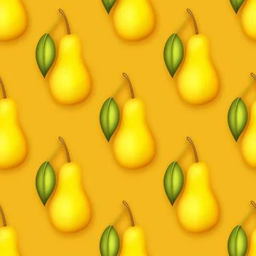 Seamless Pattern with Colorful Cute Pear in Modern Plastic Style Stock Illustration