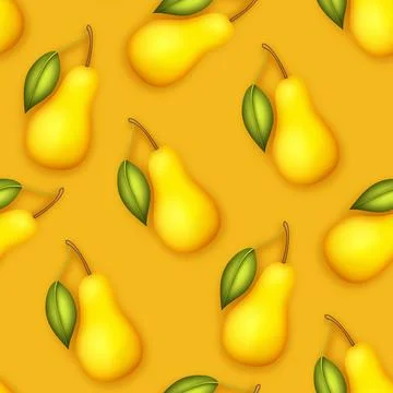 Seamless Pattern with Colorful Cute Pear in Modern Plastic Style Stock Illustration