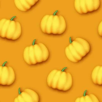 Seamless Pattern with Colorful Cute Pumpkin in Modern Plastic Style Stock Illustration