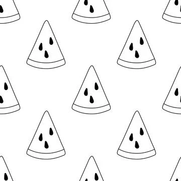 Seamless Pattern with Colorful Cute Watermelon Slice Stock Illustration