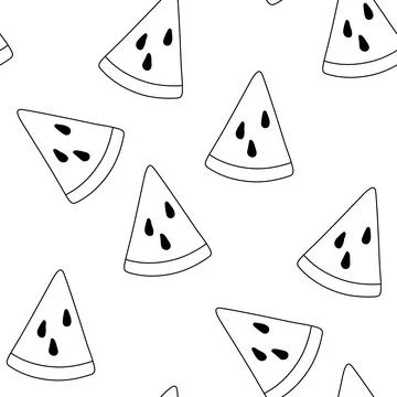 Seamless Pattern with Colorful Cute Watermelon Slice Stock Illustration