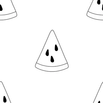 Seamless Pattern with Colorful Cute Watermelon Slice Stock Illustration