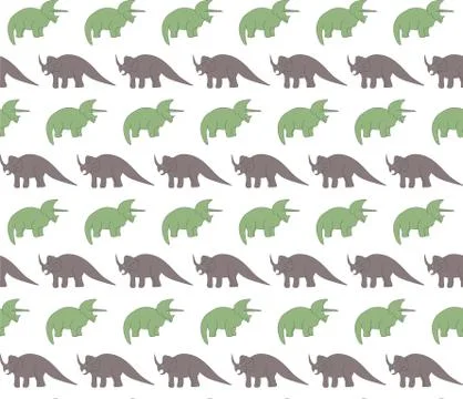 Seamless pattern with colorful dinosaurs on the white background Stock Illustration