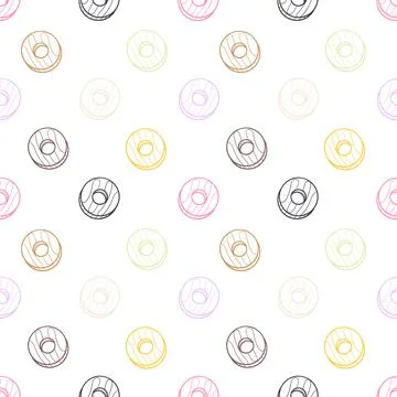 Seamless pattern of colorful donuts old version Stock Illustration
