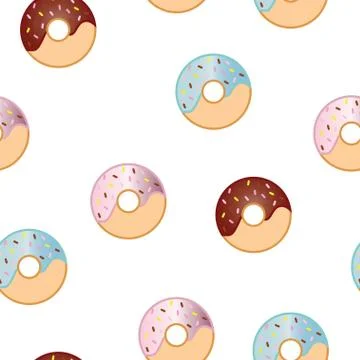 Seamless pattern with colorful donuts vector Illustrazione stock