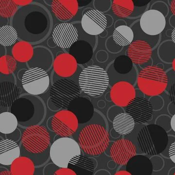 Seamless pattern of colorful dots and geometric circle modern on dark Stock Illustration