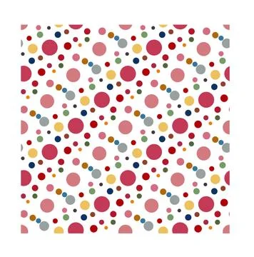 Seamless pattern of colorful dots and geometric circle on modern white backgr Stock Illustration