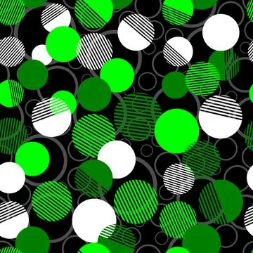 Seamless pattern of colorful dots and geometric circle modern on dark Illustrazione stock