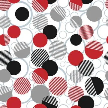 Seamless pattern of colorful dots and geometric circle modern on white Stock Illustration