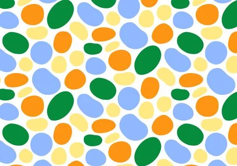 Seamless pattern with colorful dots of different shapes on a white background. Illustrazione stock