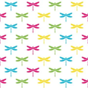 Seamless pattern with colorful dragonflies Stock Illustration