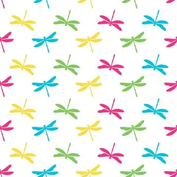Seamless pattern with colorful dragonflies Stock Illustration