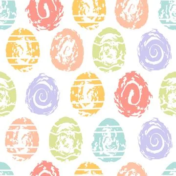 Seamless pattern of colorful Easter chocolate eggs in abstract style. Grunge Stock Illustration