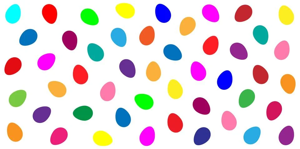 Seamless pattern of colorful Easter eggs on a white background. Stock Illustration