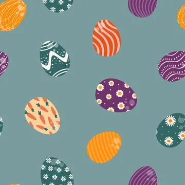 Seamless pattern with colorful Easter eggs. Illustrazione stock