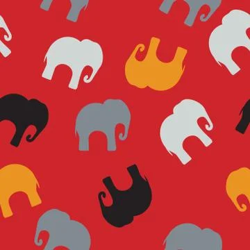 Seamless pattern with colorful elephants for textile, book cover, packaging. Illustrazione stock