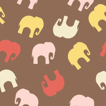 Seamless pattern with colorful elephants for textile, book cover, packaging. Illustrazione stock