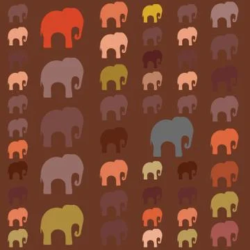 Seamless pattern with colorful elephants for textile, book cover, packaging. Illustrazione stock