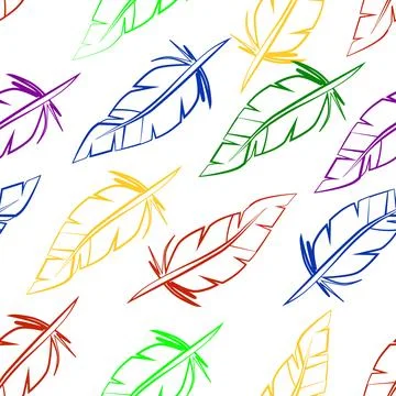Seamless pattern with colorful Feather Stock Illustration