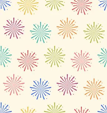 Seamless Pattern Colorful Firework for Holiday Celebration Events Stock Illustration