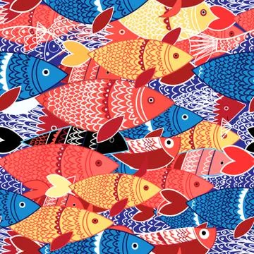 Seamless pattern of colorful fish 스톡 일러스트