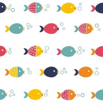 Seamless pattern of colorful fish Stock Illustration