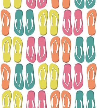 Seamless pattern with colorful flip flops Stock Illustration