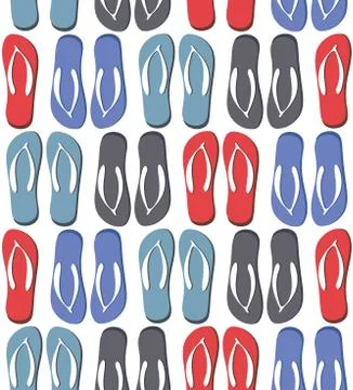 Seamless pattern with colorful flip flops Stock Illustration