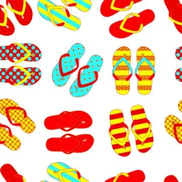 Seamless pattern with colorful flip flops Stock Illustration