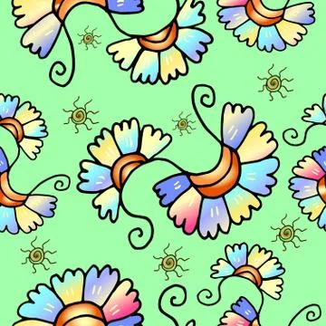 Seamless pattern with colorful floral pattern. Stock Illustration