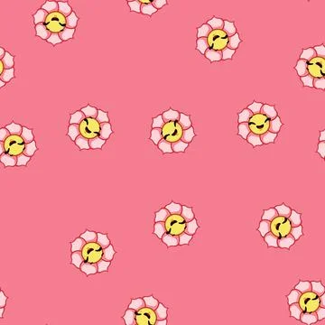 Seamless pattern colorful flower face cartoon vector Stock Illustration