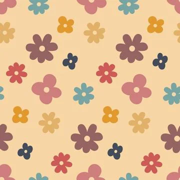 Seamless pattern, colorful flower, simple childish design Stock Illustration