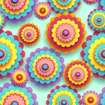 Seamless pattern with colorful flowers chrysanthemums Stock Illustration