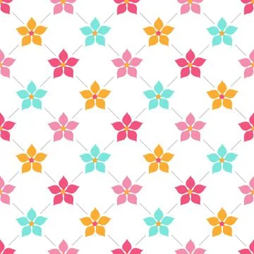 Seamless pattern of colorful flowers. Endless texture. Vector illustration. Stock Illustration