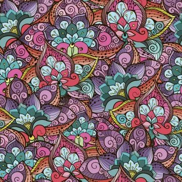 Seamless pattern with colorful flowers Stock Illustration