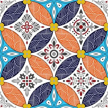Seamless pattern with colorful flowers Stock Illustration