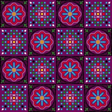 Seamless pattern with colorful flowers Stock Illustration