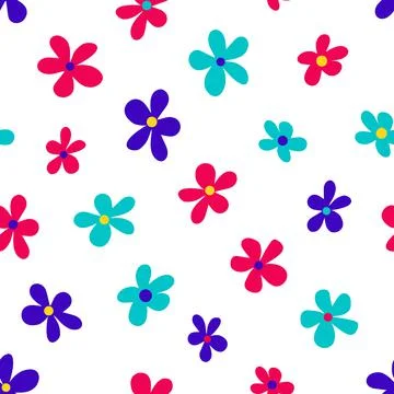 Seamless pattern with colorful flowers. Stock Illustration
