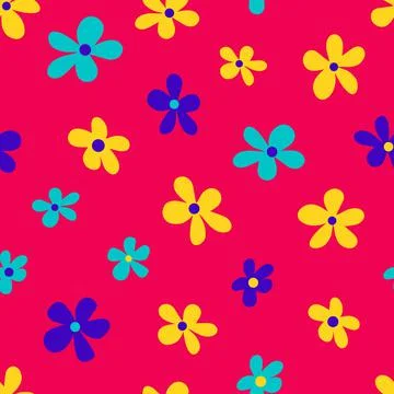 Seamless pattern with colorful flowers. Stock Illustration