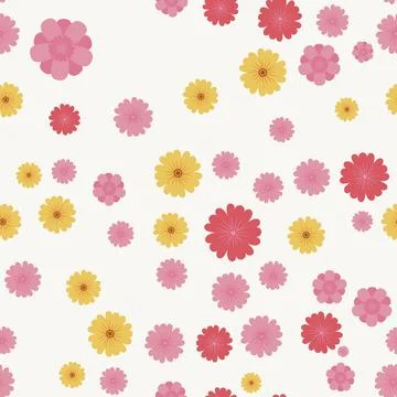 Seamless pattern with colorful flowers isolated on white background 库存插图
