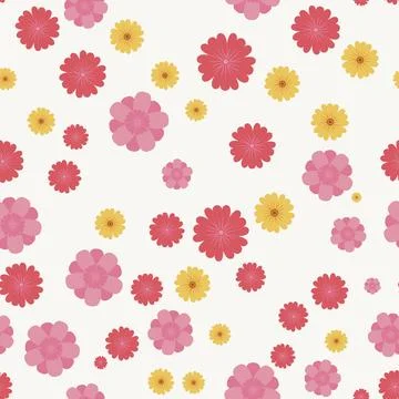 Seamless pattern with colorful flowers isolated on white background 库存插图