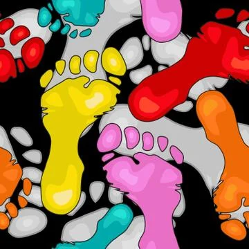 Seamless pattern with colorful footprints Stock Illustration