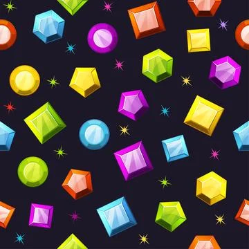 Seamless pattern with colorful gemstones Stock Illustration