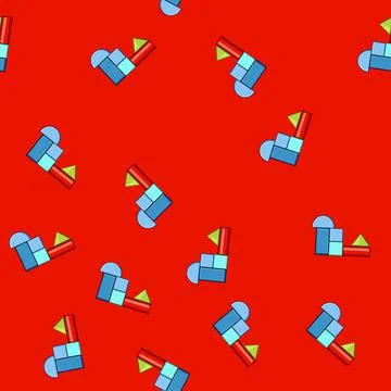 Seamless pattern Colorful geometric building blocks forming abstract structur Illustrazione stock