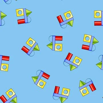 Seamless pattern Colorful geometric building blocks assembling an imaginative Stock Illustration